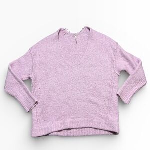 Free People Shaggy‎ Fuzzy Knit Sweater Pullover Pink Purple Size Small Alpaca **
